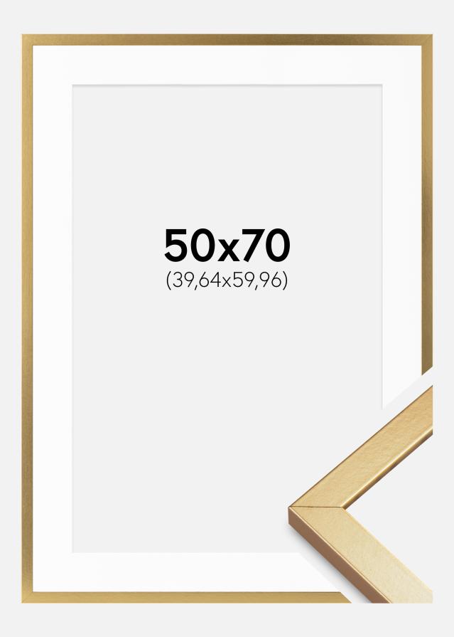 Ramme Minerva Guld 50x70 cm - Passepartout Hvid 16x24 inches