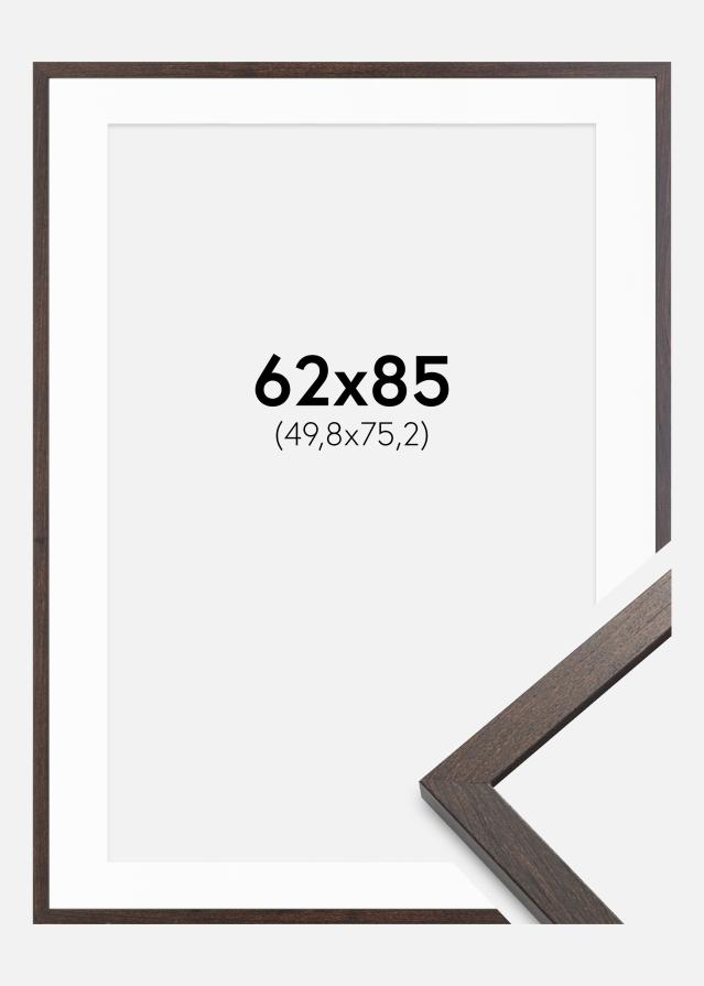Ramme Trendy Valnød 62x85 cm - Passepartout Hvid 20x30 inches