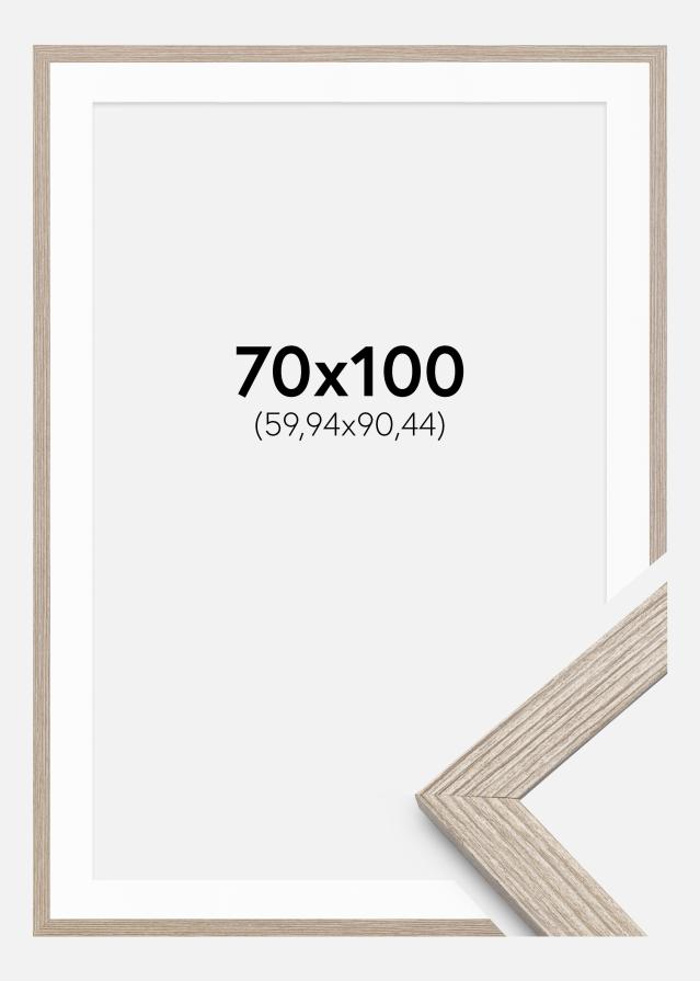Ramme Stilren Greige Eg 70x100 cm - Passepartout Hvid 24x36 inches