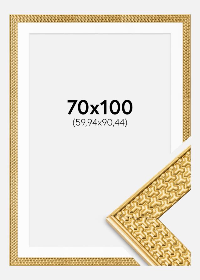 Ramme Grace Guld 70x100 cm - Passepartout Hvid 24x36 inches