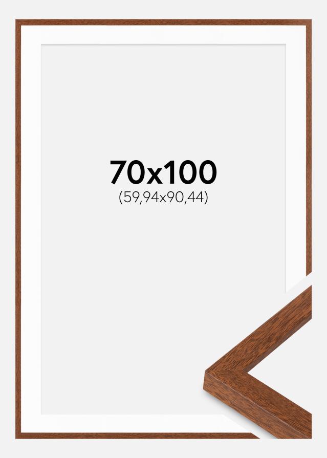Ramme Modern varmt Brun 70x100 cm - Passepartout Hvid 24x36 inches