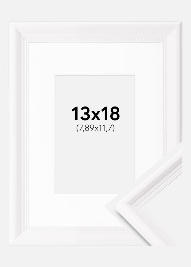 Ramme Gala Hvid 13x18 cm - Passepartout Hvid 3,5x5 inches