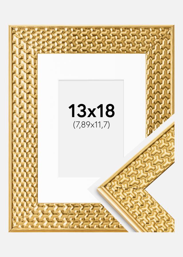 Ramme Grace Guld 13x18 cm - Passepartout Hvid 3,5x5 inches