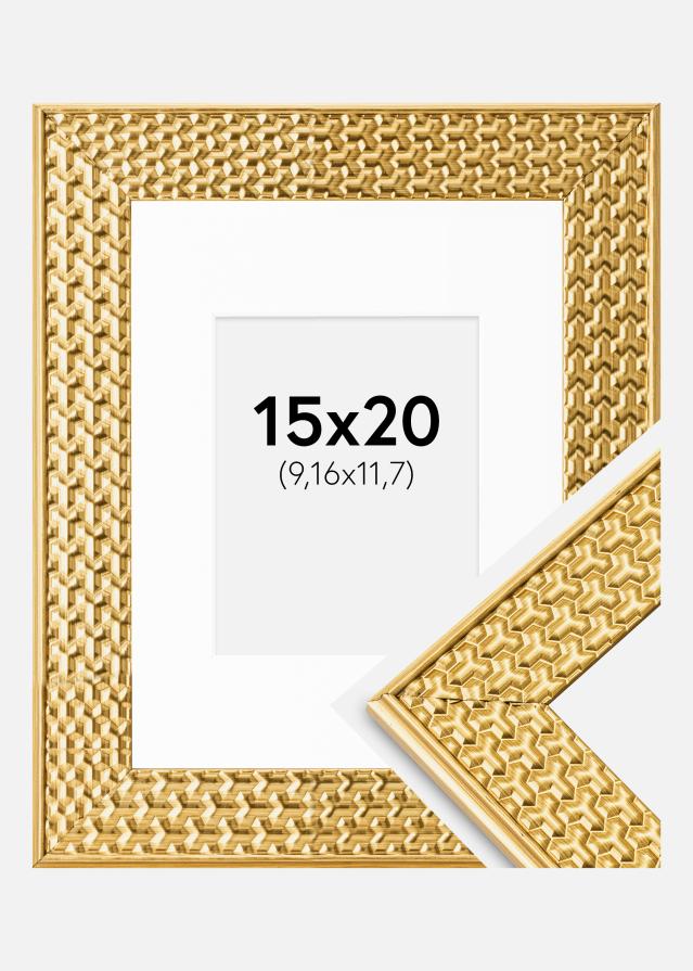 Ramme Grace Guld 15x20 cm - Passepartout Hvid 4x5 inches
