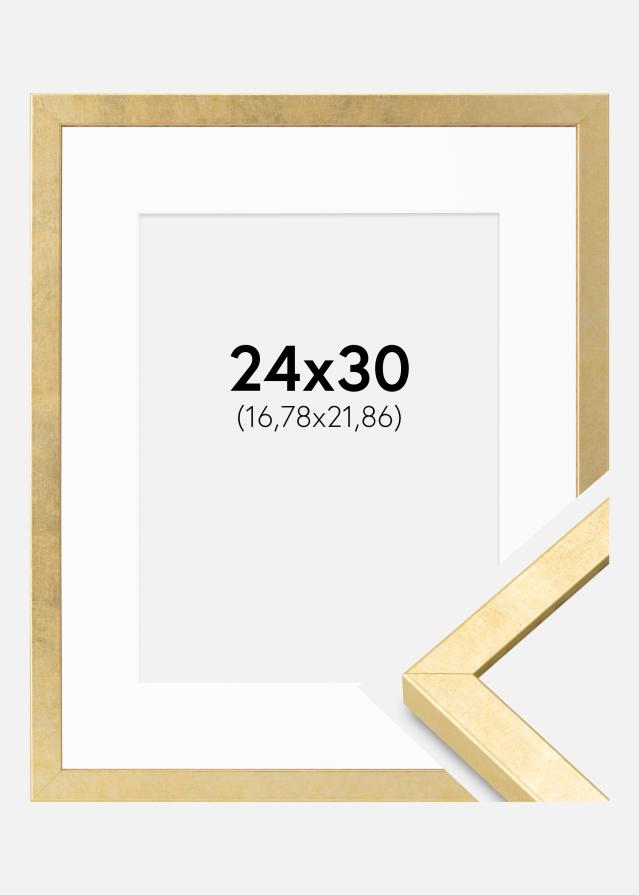 Ramme Ares Guld 24x30 cm - Passepartout Hvid 7x9 inches
