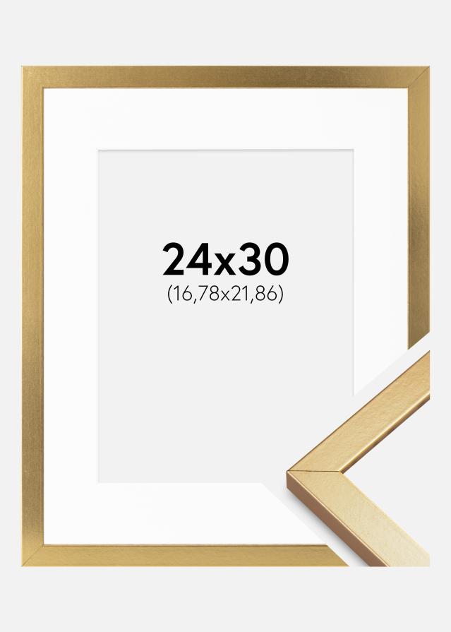 Ramme Minerva Guld 24x30 cm - Passepartout Hvid 7x9 inches