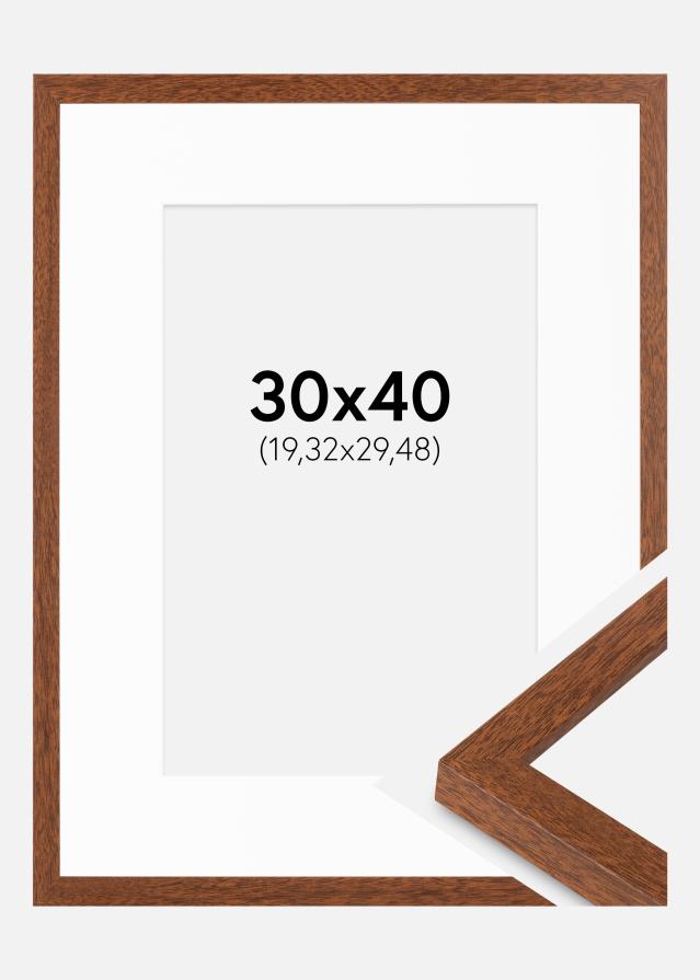 Ramme Modern varmt Brun 30x40 cm - Passepartout Hvid 8x12 inches