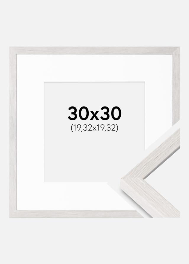 Ramme Ares Hvid Eg 30x30 cm - Passepartout Hvid 8x8 inches