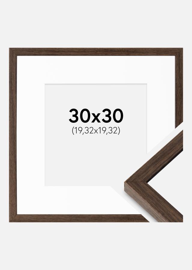Ramme Ares Valnød 30x30 cm - Passepartout Hvid 8x8 inches