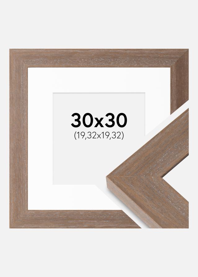 Ramme Juno Grå 30x30 cm - Passepartout Hvid 8x8 inches