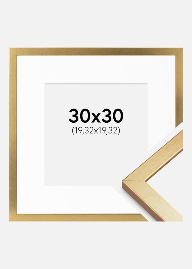 Ramme Minerva Guld 30x30 cm - Passepartout Hvid 8x8 inches