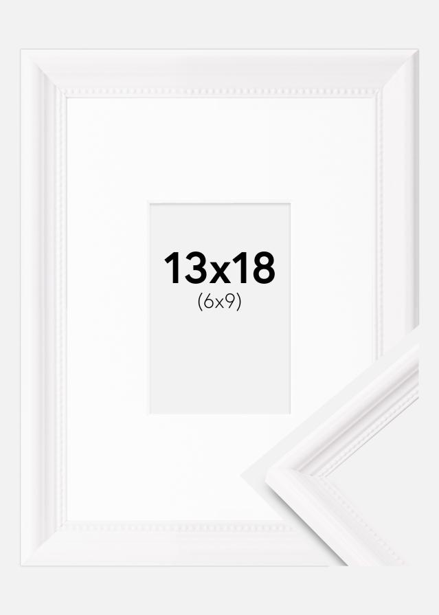 Ramme Gala Hvid 13x18 cm - Passepartout Hvid 7x10 cm