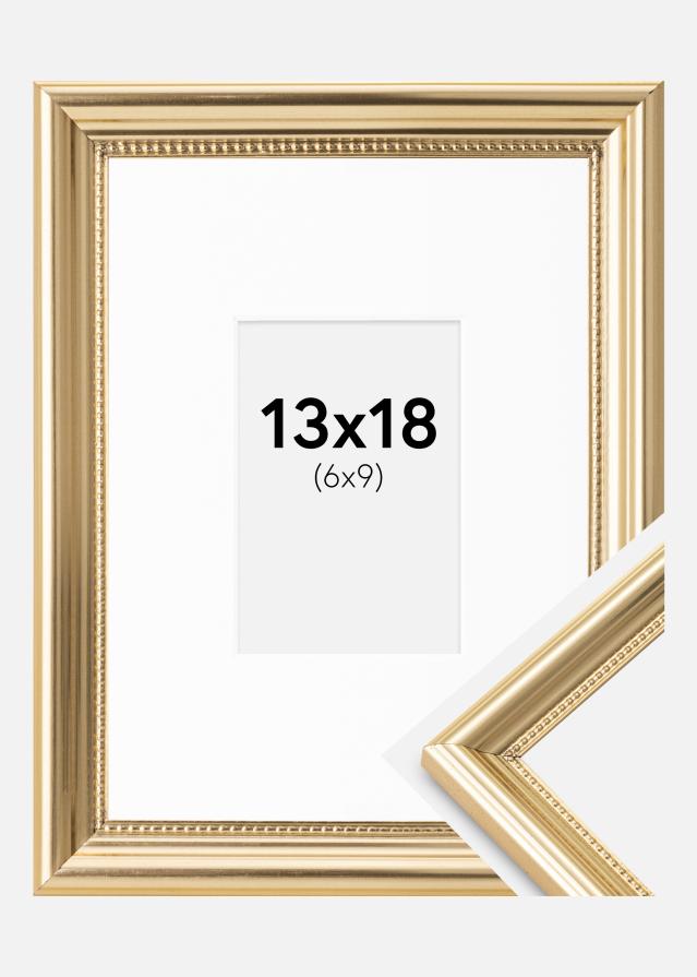 Ramme Gala Guld 13x18 cm - Passepartout Hvid 7x10 cm