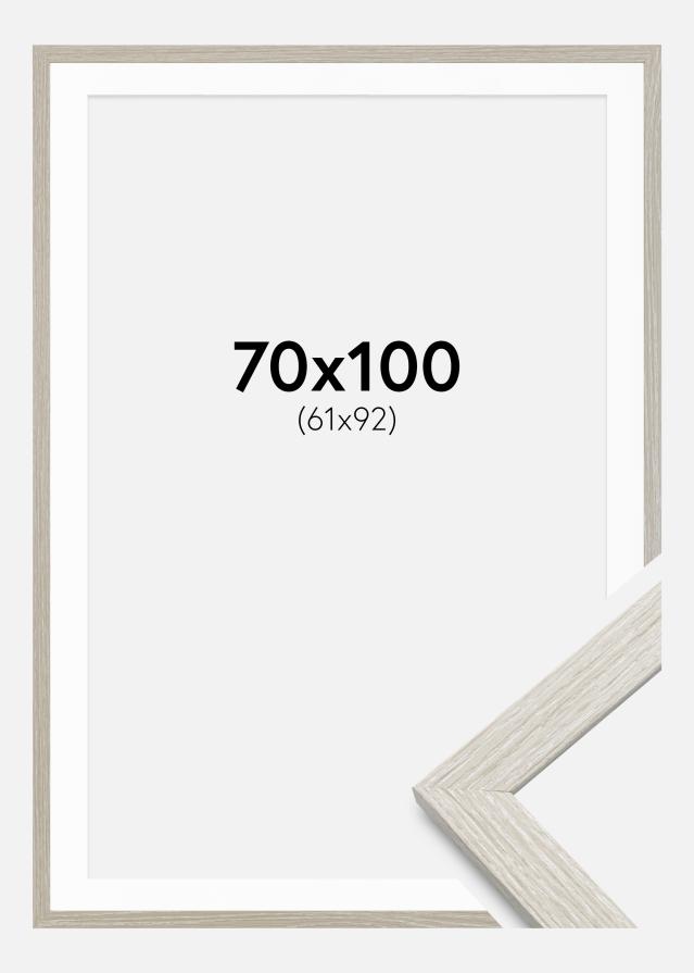 Ramme Stilren lysegrå Eg 70x100 cm - Passepartout Hvid 62x93 cm