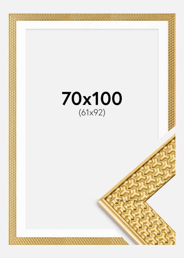 Ramme Grace Guld 70x100 cm - Passepartout Hvid 62x93 cm