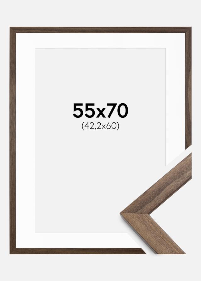 Ramme Stilren Valnød 55x70 cm - Passepartout Hvid 43,2x61 cm (A2+)
