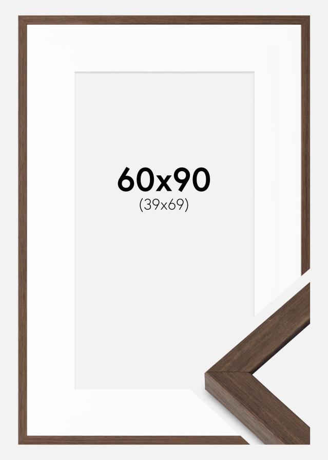 Ramme Hermes Valnød 60x90 cm - Passepartout Hvid 40x70 cm