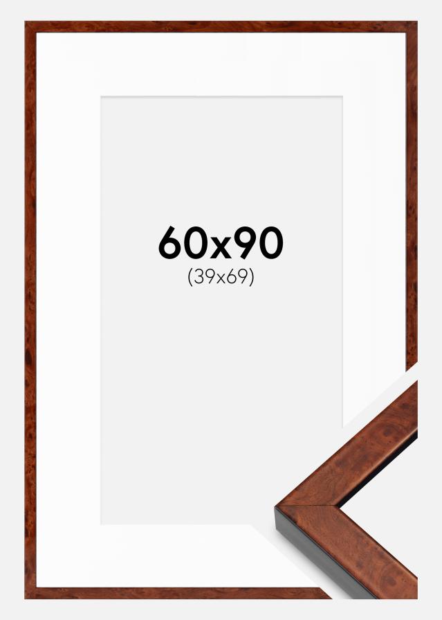 Ramme Hermes valnød 60x90 cm - Passepartout Hvid 40x70 cm