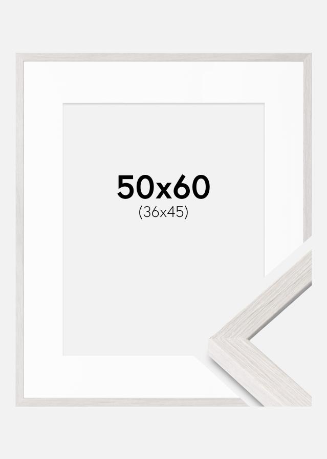 Ramme Ares Hvid Eg 50x60 cm - Passepartout Hvid 37x46 cm