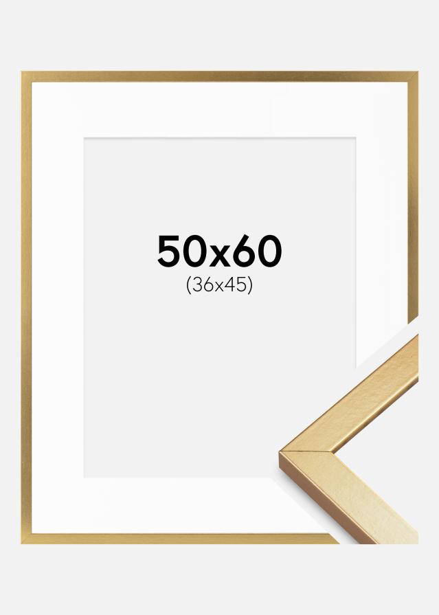 Ramme Minerva Guld 50x60 cm - Passepartout Hvid 37x46 cm