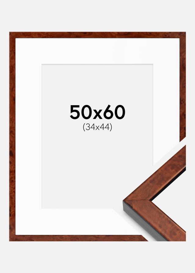 Ramme Hermes valnød 50x60 cm - Passepartout Hvid 35x45 cm
