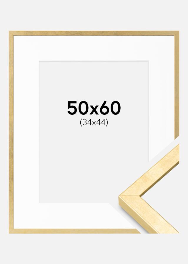 Ramme Ares Guld 50x60 cm - Passepartout Hvid 35x45 cm