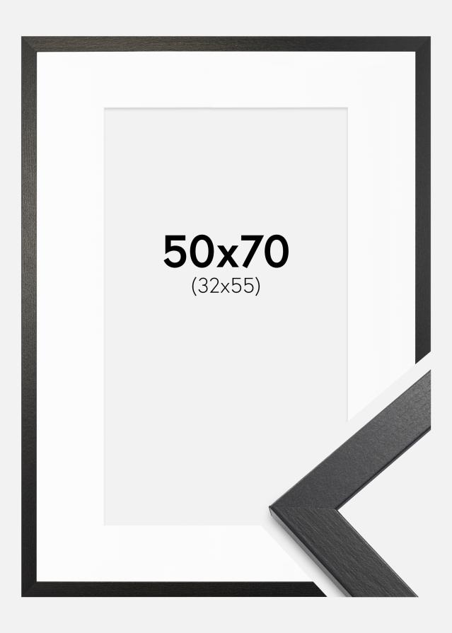 Ramme Stilren sort Eg 50x70 cm - Passepartout Hvid 33x56 cm
