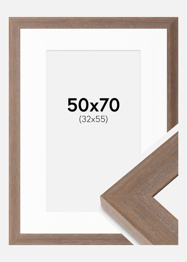 Ramme Juno Grå 50x70 cm - Passepartout Hvid 33x56 cm