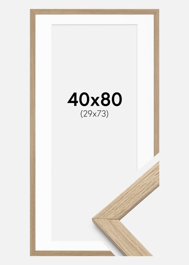 Ramme Stilren Eg 40x80 cm - Passepartout Hvid 30x74 cm