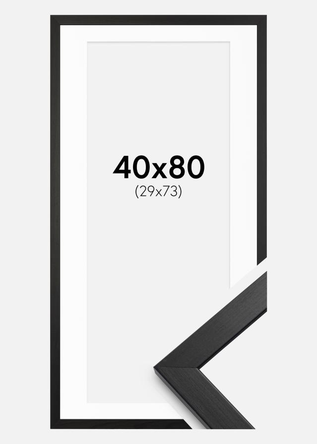 Ramme Stilren Sort 40x80 cm - Passepartout Hvid 30x74 cm