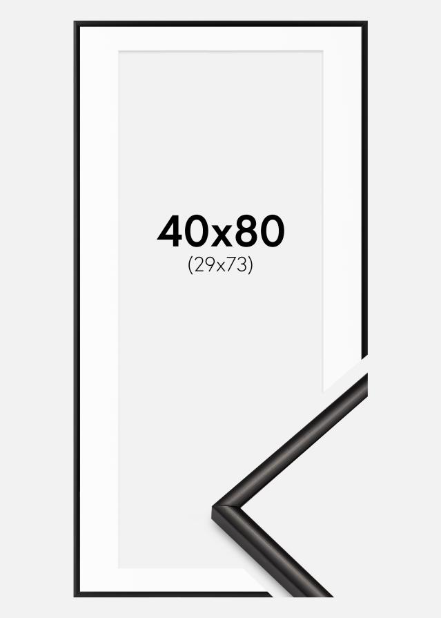 Ramme Scandi Mat Sort 40x80 cm - Passepartout Hvid 30x74 cm