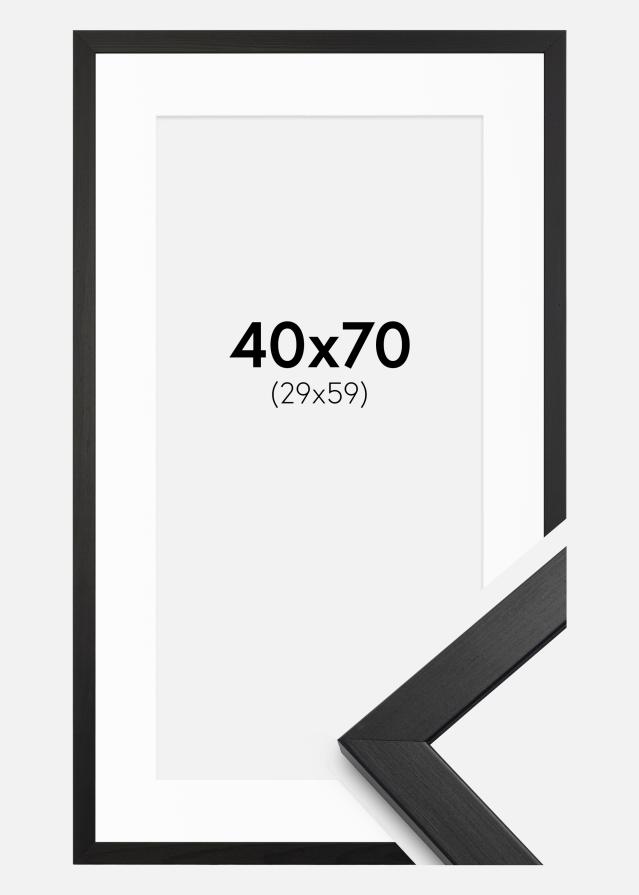Ramme Stilren Sort 40x70 cm - Passepartout Hvid 30x60 cm