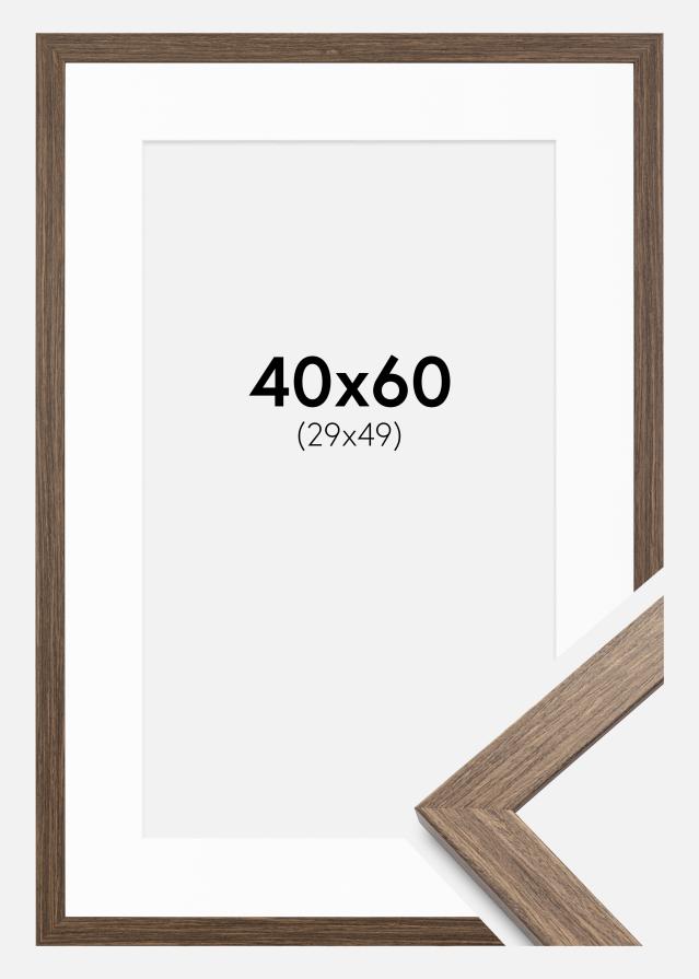 Ramme Stilren kold Brun 40x60 cm - Passepartout Hvid 30x50 cm