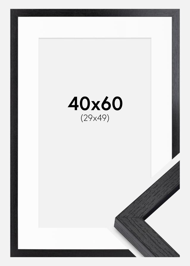 BGA Kasseramme Sort 40x60 cm - Passepartout Hvid 30x50 cm