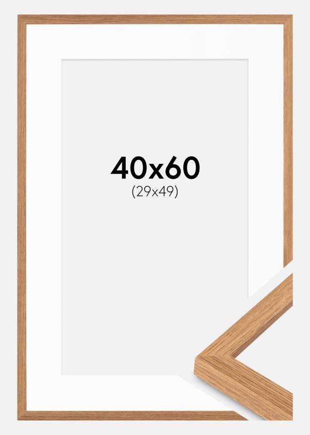 Ramme Modern Teak 40x60 cm - Passepartout Hvid 30x50 cm