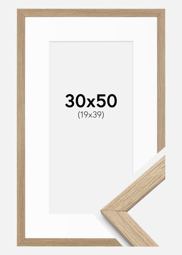 Ramme Stilren Eg 30x50 cm - Passepartout Hvid 20x40 cm