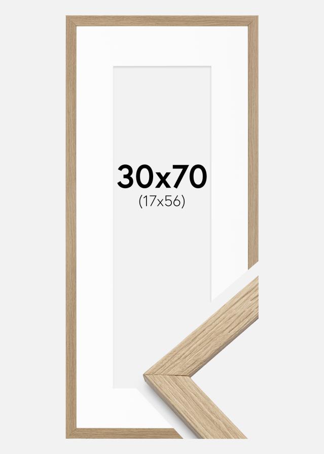 Ramme Stilren Eg 30x70 cm - Passepartout Hvid 18x57 cm