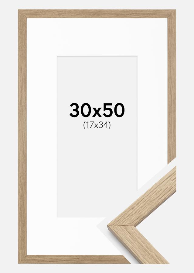 Ramme Stilren Eg 30x50 cm - Passepartout Hvid 18x35 cm