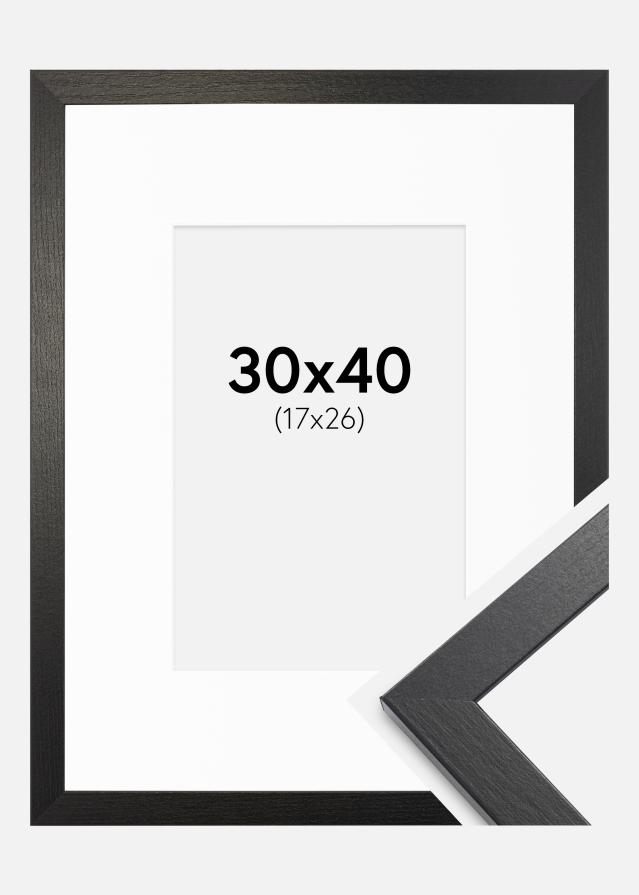 Ramme Stilren sort Eg 30x40 cm - Passepartout Hvid 18x27 cm