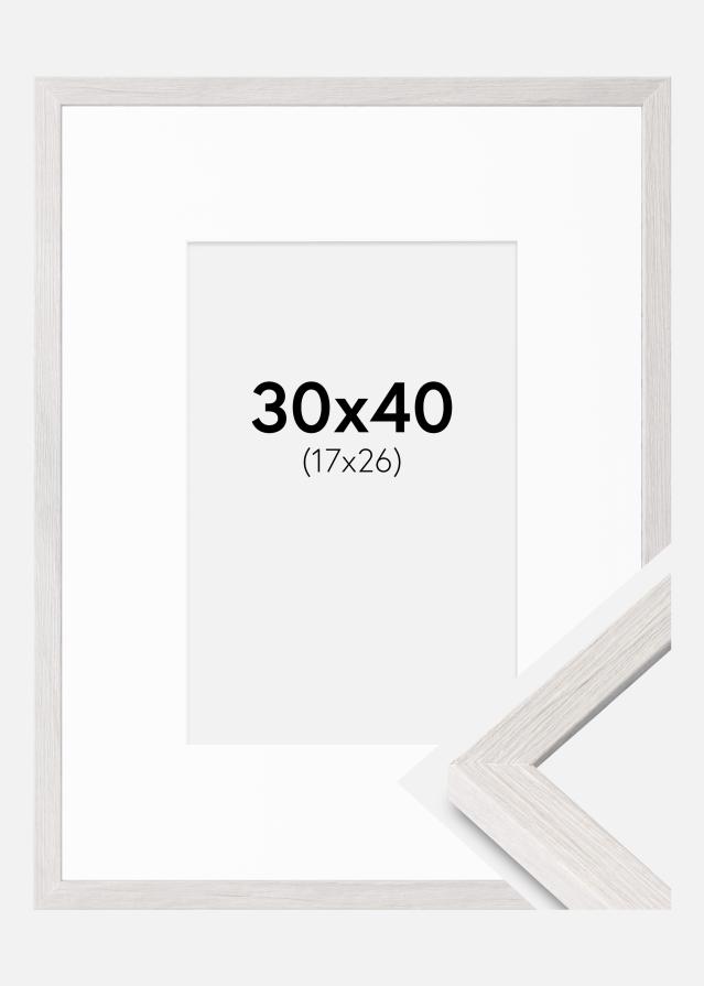 Ramme Ares Hvid Eg 30x40 cm - Passepartout Hvid 18x27 cm
