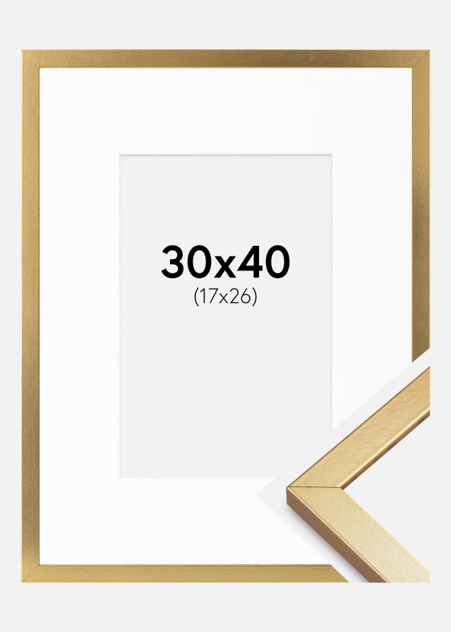 Ramme Minerva Guld 30x40 cm - Passepartout Hvid 18x27 cm