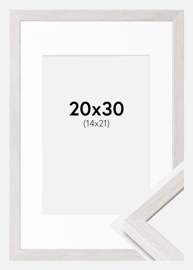 Ramme Ares Hvid Eg 20x30 cm - Passepartout Hvid 15x22 cm