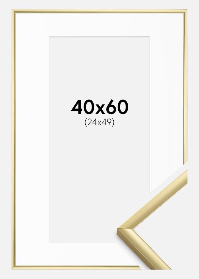 Ramme New Lifestyle Guld 40x60 cm - Passepartout Hvid 25x50 cm