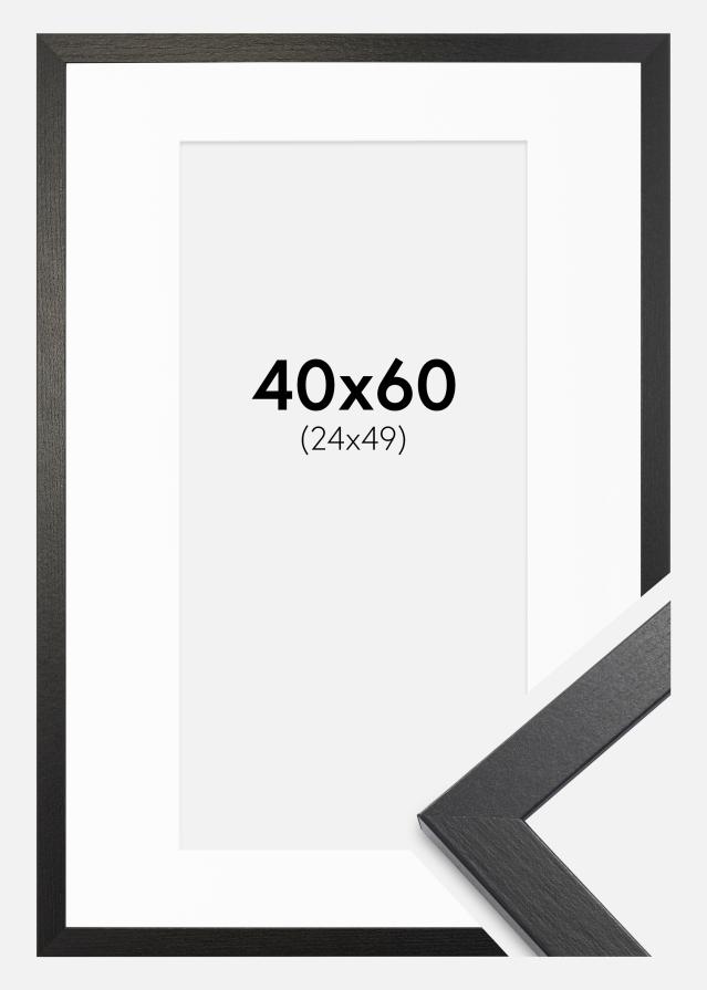Ramme Stilren sort Eg 40x60 cm - Passepartout Hvid 25x50 cm