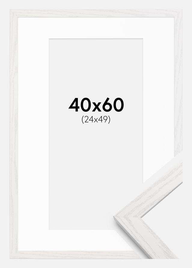 Ramme Stilren Hvid Eg 40x60 cm - Passepartout Hvid 25x50 cm