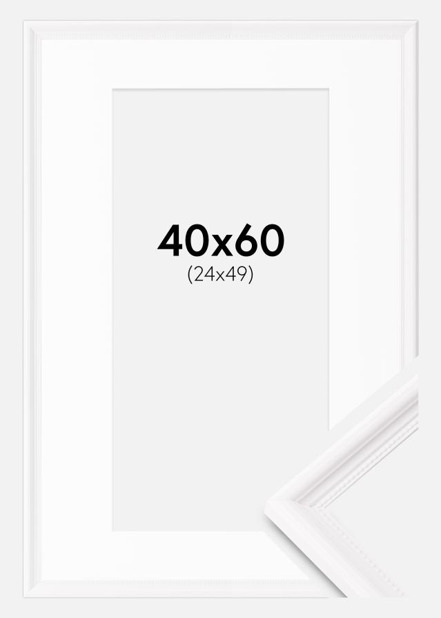 Ramme Gala Hvid 40x60 cm - Passepartout Hvid 25x50 cm