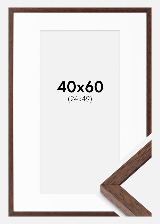 Ramme Ares Teak 40x60 cm - Passepartout Hvid 25x50 cm