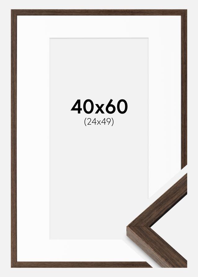 Ramme Ares Valnød 40x60 cm - Passepartout Hvid 25x50 cm