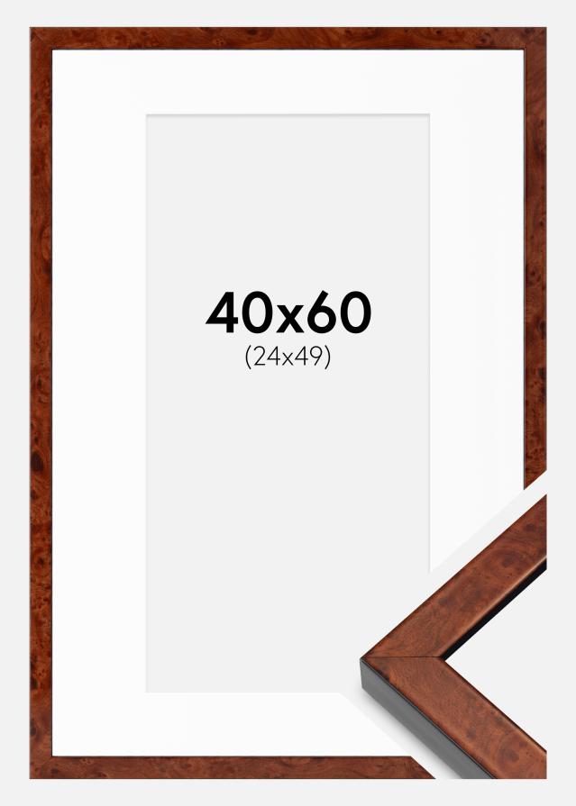 Ramme Hermes valnød 40x60 cm - Passepartout Hvid 25x50 cm
