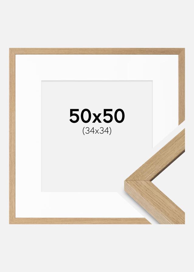 Ramme Hermes Naturlig Eg 50x50 cm - Passepartout Hvid 35x35 cm